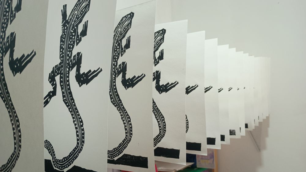 Xilogravuras do calango secando