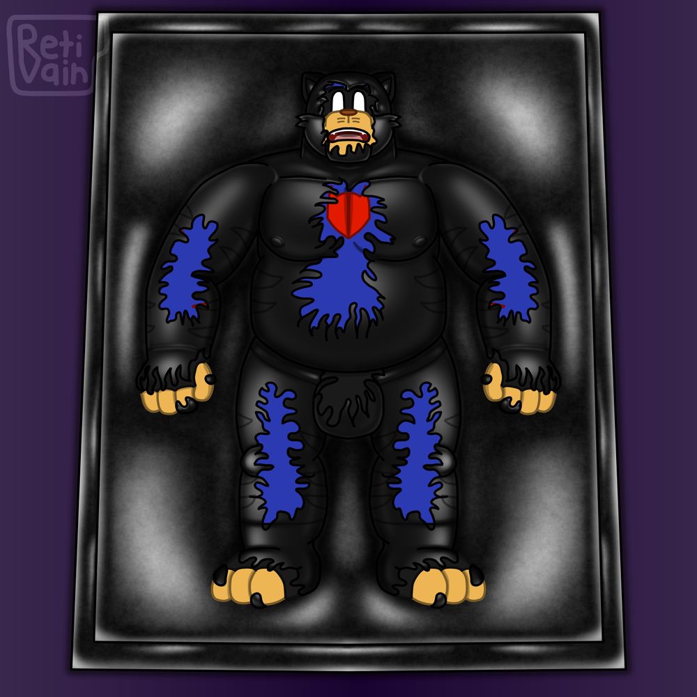 A full body picture of chance furlong/t-bone, shocked to find out that his entire body is being enveloped by symbiote goo inside the bed.