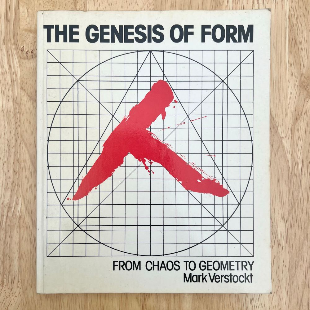 Front cover of The Genesis of Form by Mark Verstockt. A red painterly stroke surrounded by a geometric grid