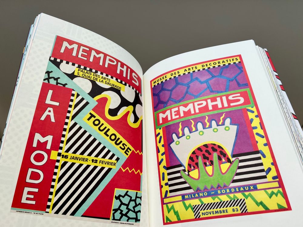 Colourful poster sketches for Memphis Group shows