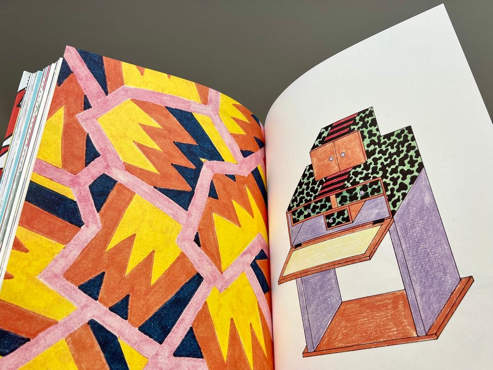 Bright angular sketches; colourful patterns 