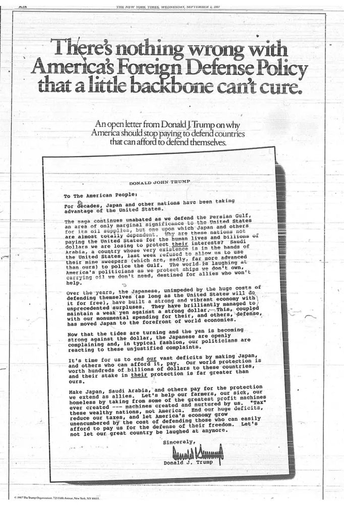 Image of Trump's letter in the New York Times.