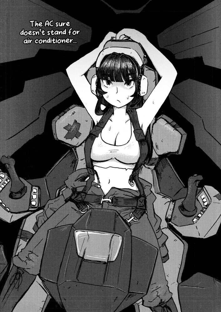 Armored core v pilot in her cockpit, complaining "the AC sure doesn't stand for air conditioner..." I bet it sucks in one of those cockpits 