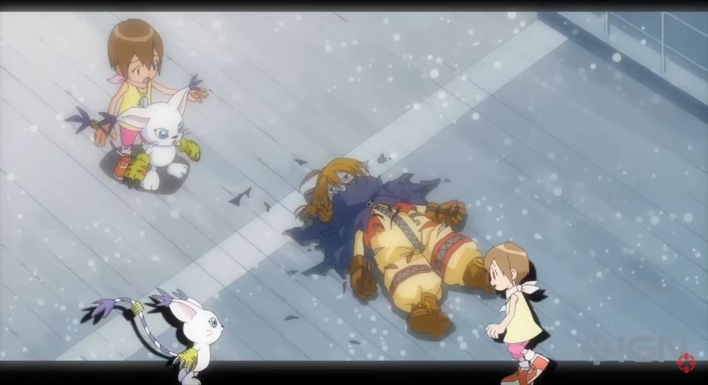 screencap of wizardmon's sacrifice from the digimon adventure 25th anniversary promotional video, link; https://www.youtube.com/watch?v=a4yyLct1cCg