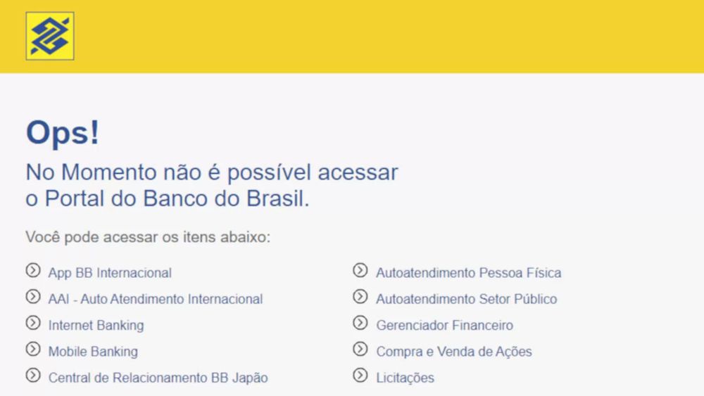 Site do Banco do Brasil está fora do ar e clientes não fazem Pix