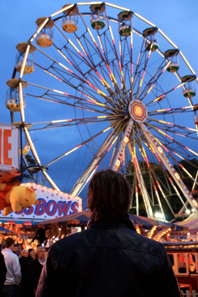 Me in silhouette against the ferris wheel