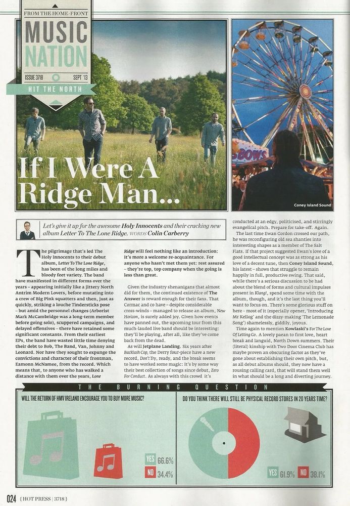 Hull fair pic in article in Hot Press music magazine, Ireland.