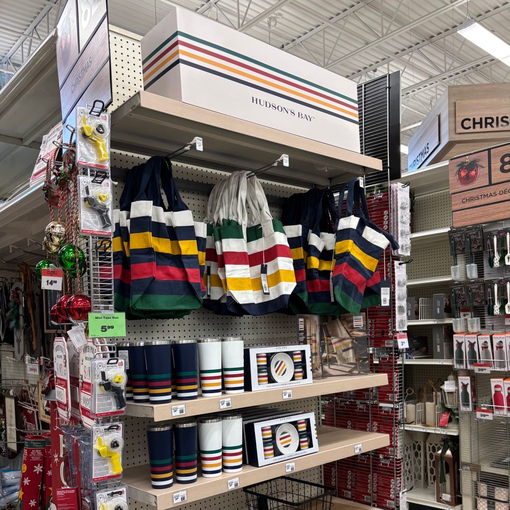 hudsons bay striped merchandise at canadian tire