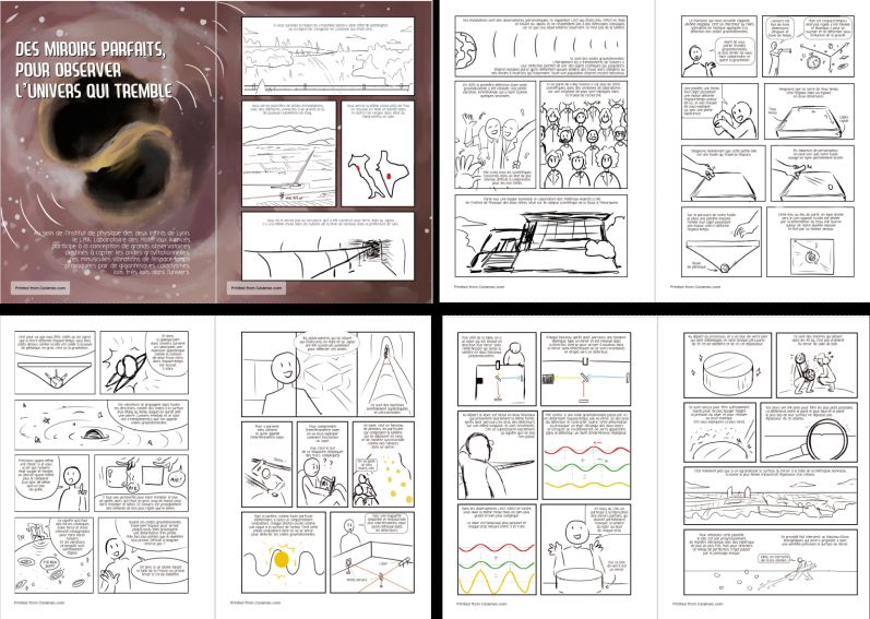 Collage basse résolution de plusieurs planches du story-board.