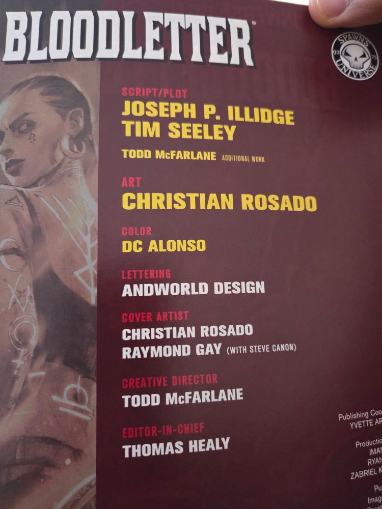 Credit page for the comic. 

Illidge 
Seely
Rosado
Alonso
Gay
Canon
McFarlane 
Healy