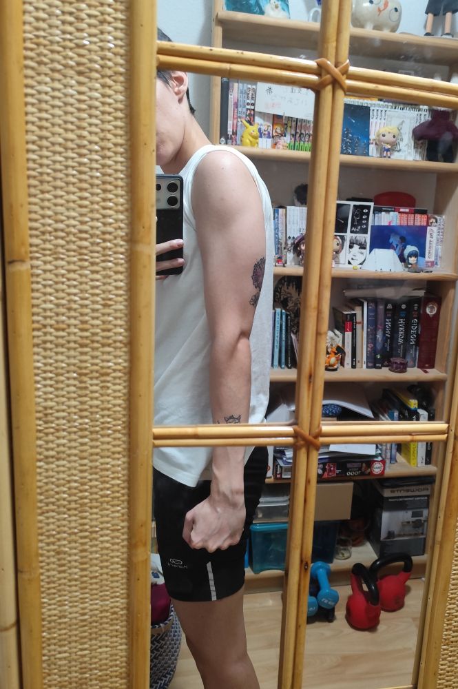 Foto de mi brazo derecho, marcando algo de musculo (triceps y un poco hombro)