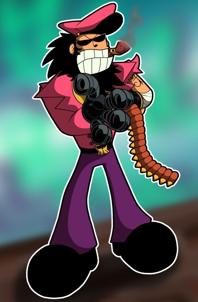 Captain Wayne stood with his shotgun arm in machine gun mode, being awesome just standing there