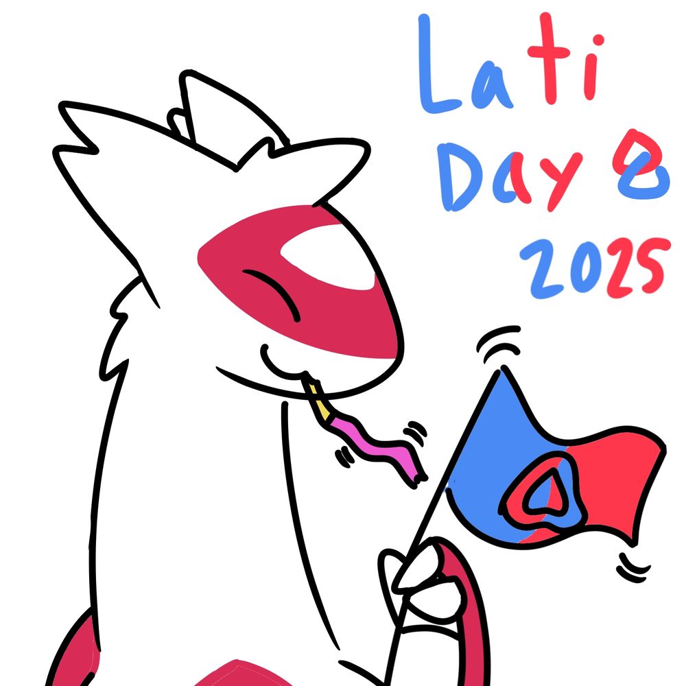 Latias blowing a streamer and waving a little flag