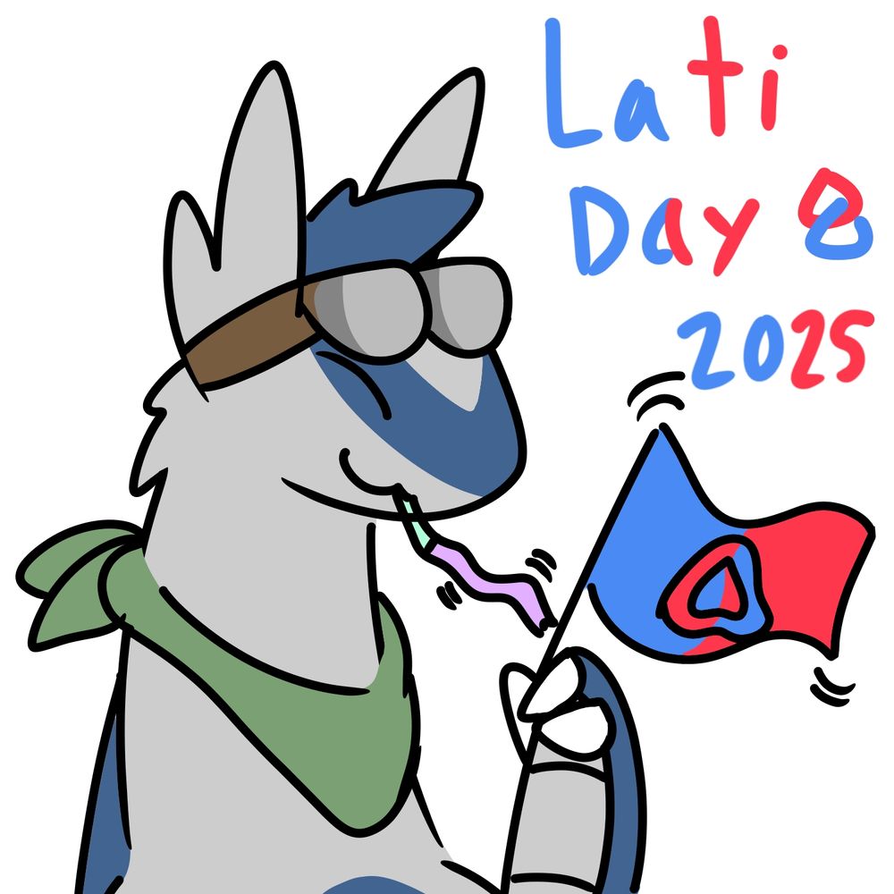 my Latios pokesona blowing a streamer and waving a little flag

#latiday #latios #latias #pokemon