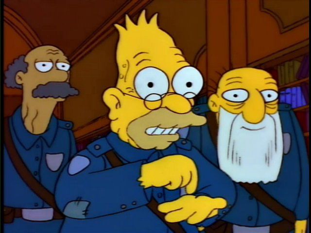 Grandpa Simpson saying “‘Gimmie five bees for a quarter!’ you’d say.”