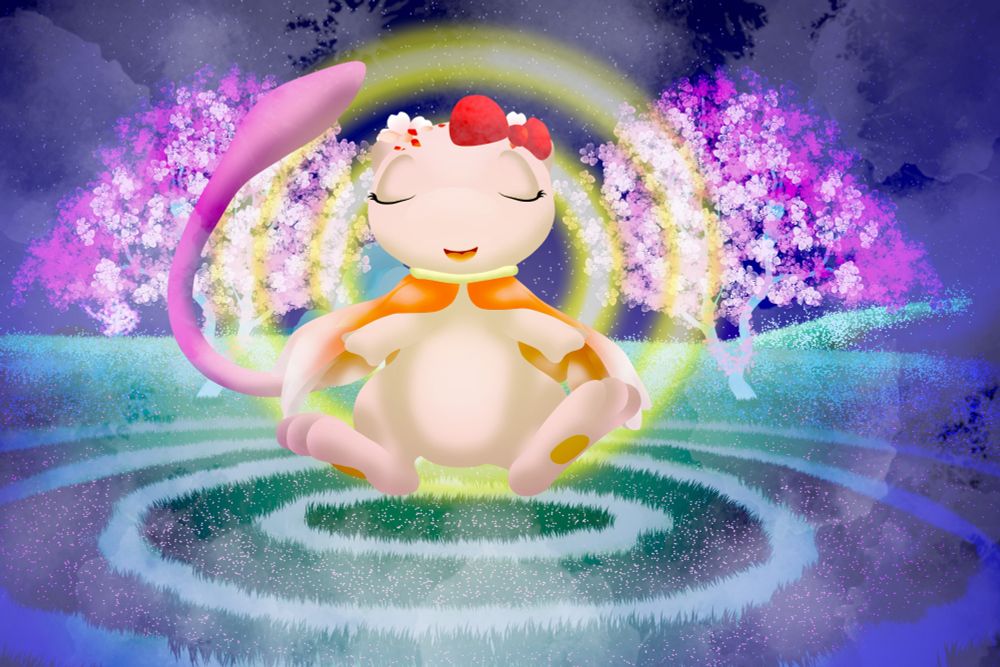 Deviantart drawing link:
https://www.deviantart.com/theawesomemew/art/Meditation-time-1204556437

One day, Bloom was walking around the Aviary village, visiting shops; after taking a cup of tea at the cafeteria, she noticed a portal next to it. Bloom thought that was part of the cafeteria, so she went through the portal to check it out; she went in a small area with a tea table next to a stream, a yoga stand and a mark on the grass where people go there to meditate. Bloom tried all the attractions and in the end she loved the area with the mark on the grass and started meditating for a while, she felt so relaxed.

Hope you like it.