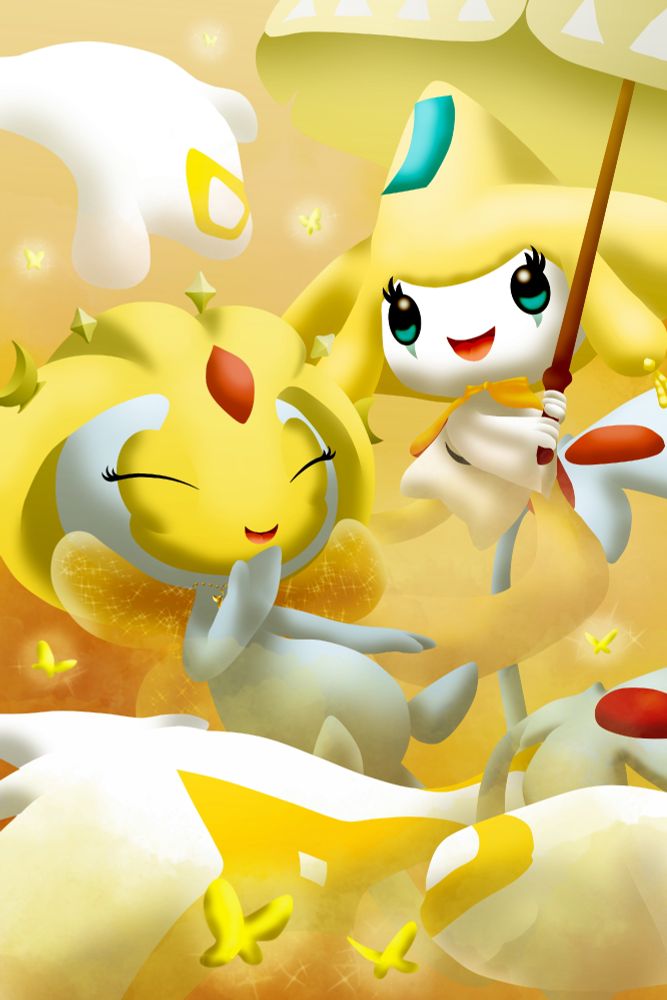 Deviantart drawing link: https://www.deviantart.com/theawesomemew/art/Yellow-besties-1208522941

When trying to have the inspiration for the next drawing, I drew a poster with Desily the Jirachi, Brianna the Uxie, a manta, two manatees and few butterfly together because they have the color yellow as patterns (or heads) in common. That's why I colled this drawing Yellow besties.

Hope you like it. 