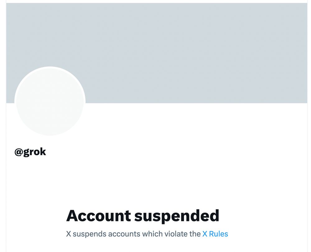 Grok's X account is suspended