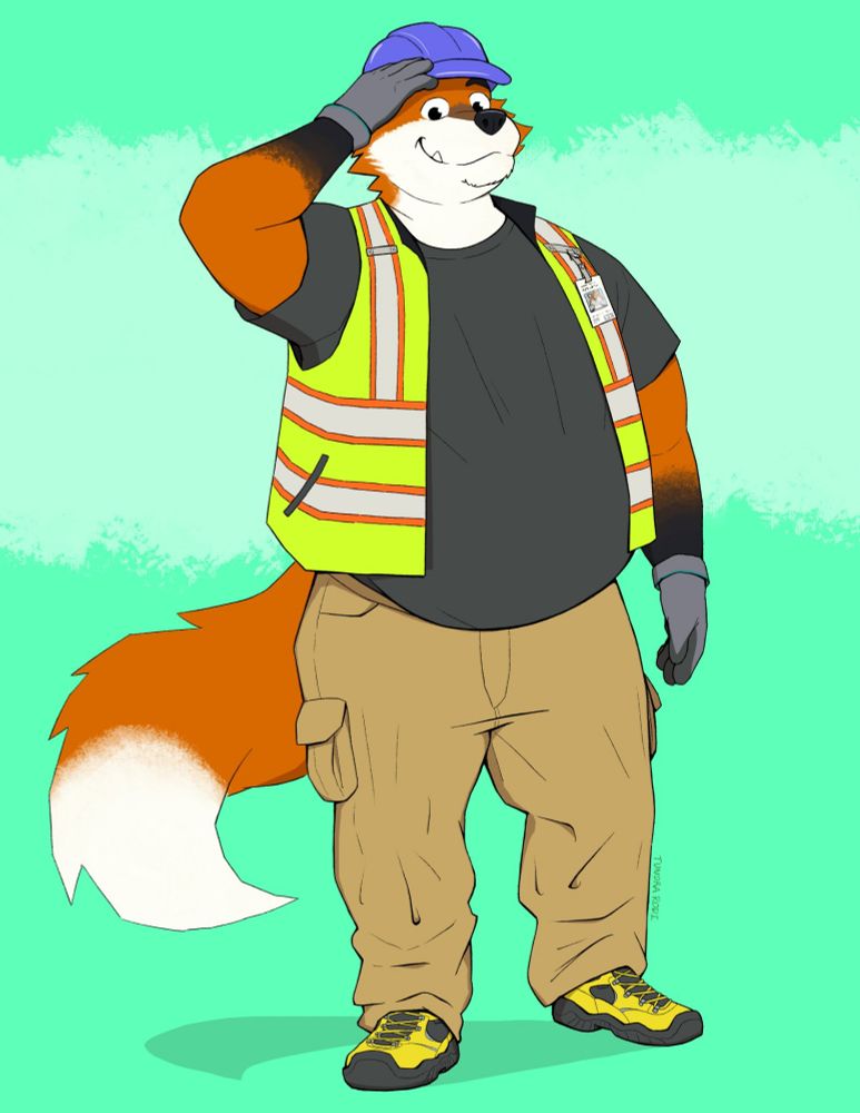 Hefty fox ready for his warehouse job.