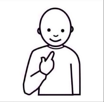b&w clipart "me? 🙂" pointing guy 