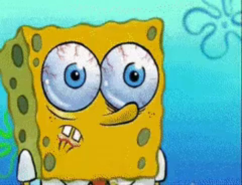 a cartoon of spongebob squarepants with big blue eyes