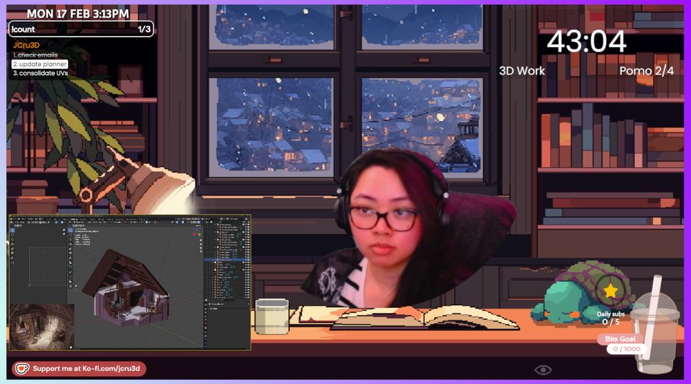 Chill Pulse in the background, tasklist to the side and JCru's cam