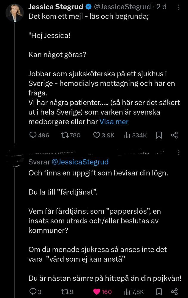 Jessica stegrud hittar på en historia och blir satt på plats