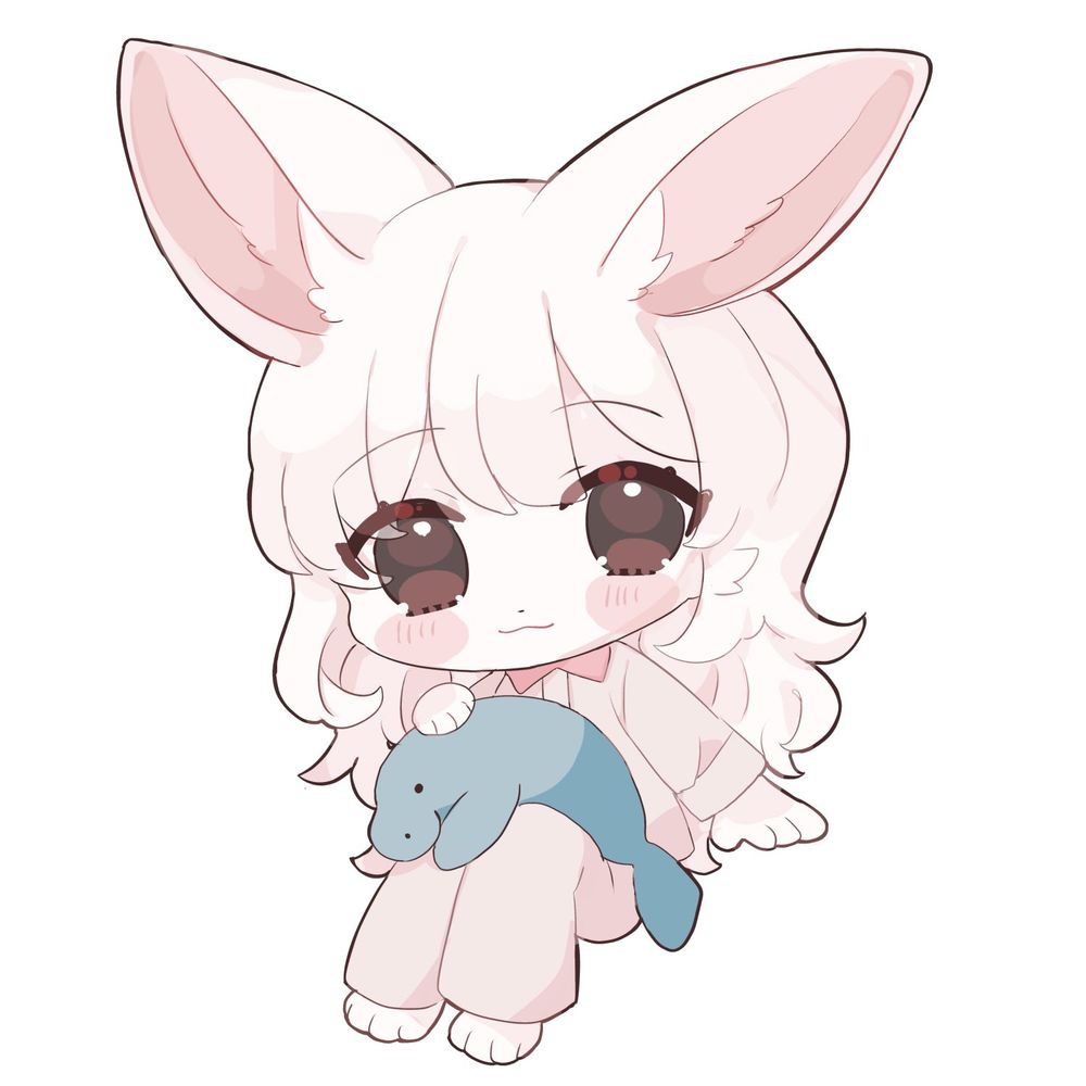 rabbit girl holding a manatee