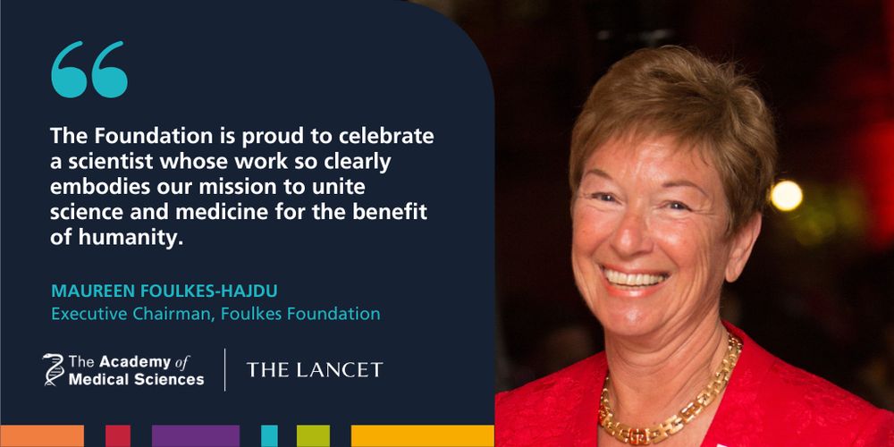 Maureen Foulkes-Hajdu, Executive Chairman at the Foulkes Foundation, next to text that reads: "The Foundation is proud to celebrate a scientist whose work so clearly embodies our mission to unite science and medicine for the benefit of humanity."
