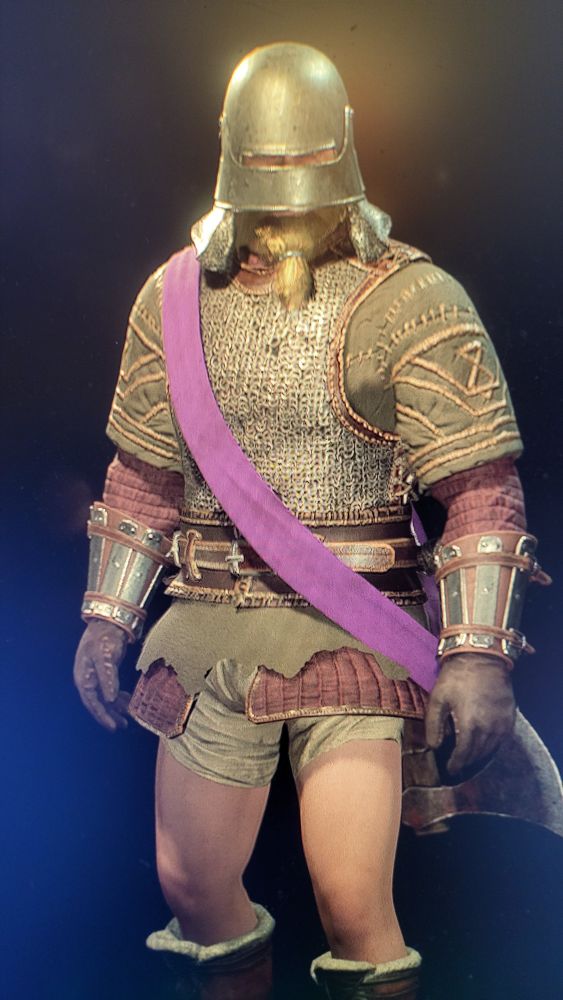 a 3d armored barbarian with no pants, from the game Dark and Darker. 