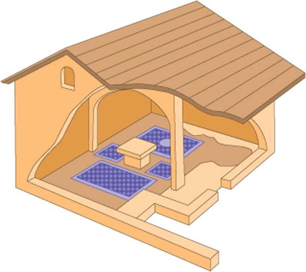 Reconstructed building over the mosaic's Pagan ritual space