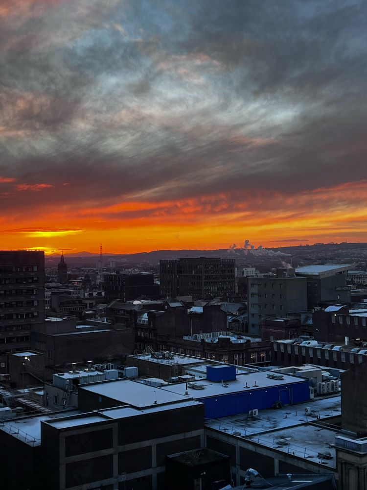 Sunrise over a city 
