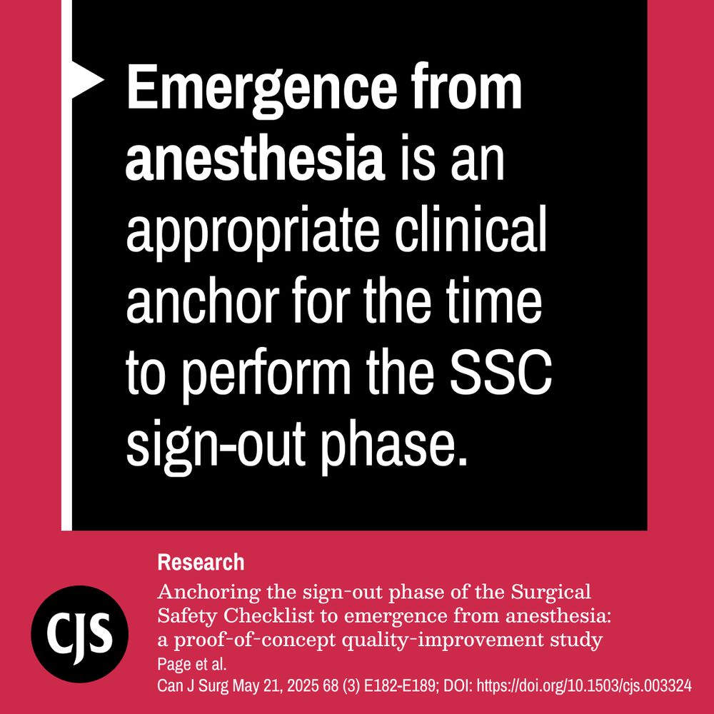 Emergence from anesthesia is an appropriate clinical anchor for the time to perform the SSC sign-out phase.

Research:
Anchoring the sign-out phase of the Surgical Safety Checklist to emergence from anesthesia: a proof-of-concept quality-improvement study.
Page et al.
Can J Surg May 21, 2025 68 (3) E182-E189; DOI: https://doi.org/10.1503/cjs.003324