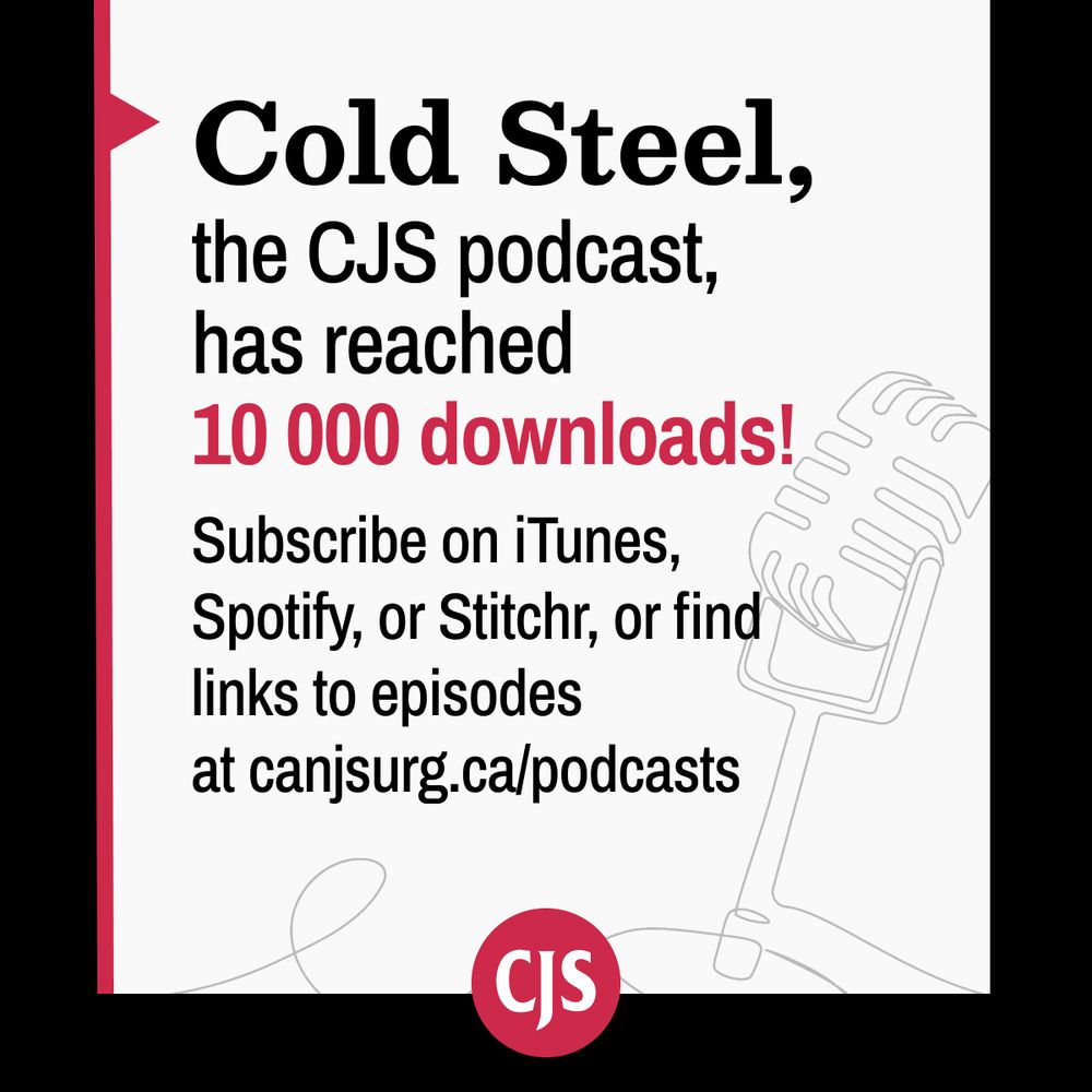 Announcement of Cold Steel Podcast milestone of 10,000 downloads. As well as ways to subscribe on iTunes, Spotify, or Stitchr. Graphic includes announcement and an illustration of a microphone.