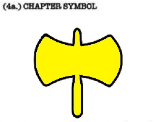 their chapter symbol, a yellow labrys