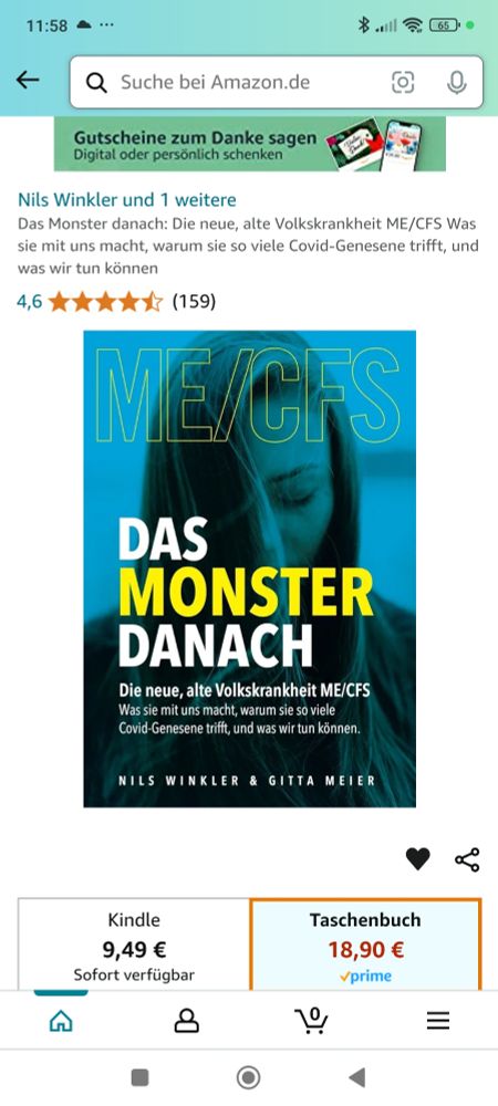 Buch über MECFS, dunkelblau gehalten mit einer Frau drauf, die mit geschlossenen Augen nach unten schaut. Ein Auge ist von den langen Haaren bedeckt. 