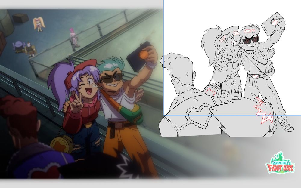 black and white design of some very Yusuke, Botan, Kuwabara and Hiei (Yu Yu Hakusho)-bound fight fans, taking selfies!