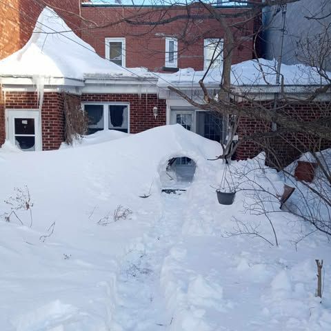 Tunnel de neige près de la maison