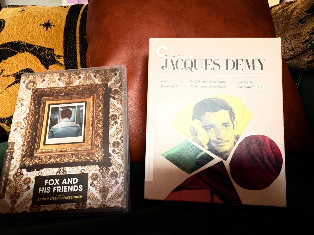 A photo of the Criterion Blu-ray’s of Fox and His Friends & The Essential Jacques Demy