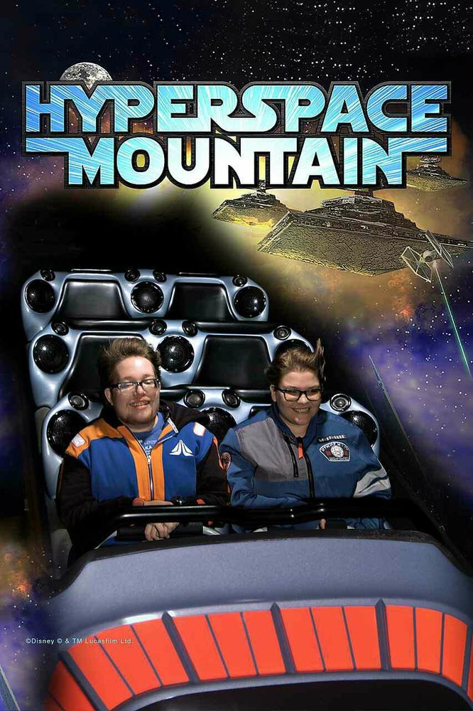 Husband and I in our own personal ship on Hyperspace Mountain (Space Mountain but with Star Wars theming)