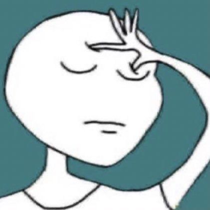 A drawing of a person who’s frustrated and rubbing their forehead 