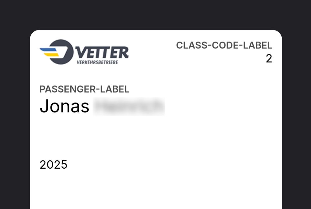 Screenshot of the wallet app entry for the train passport Deutschlandticket