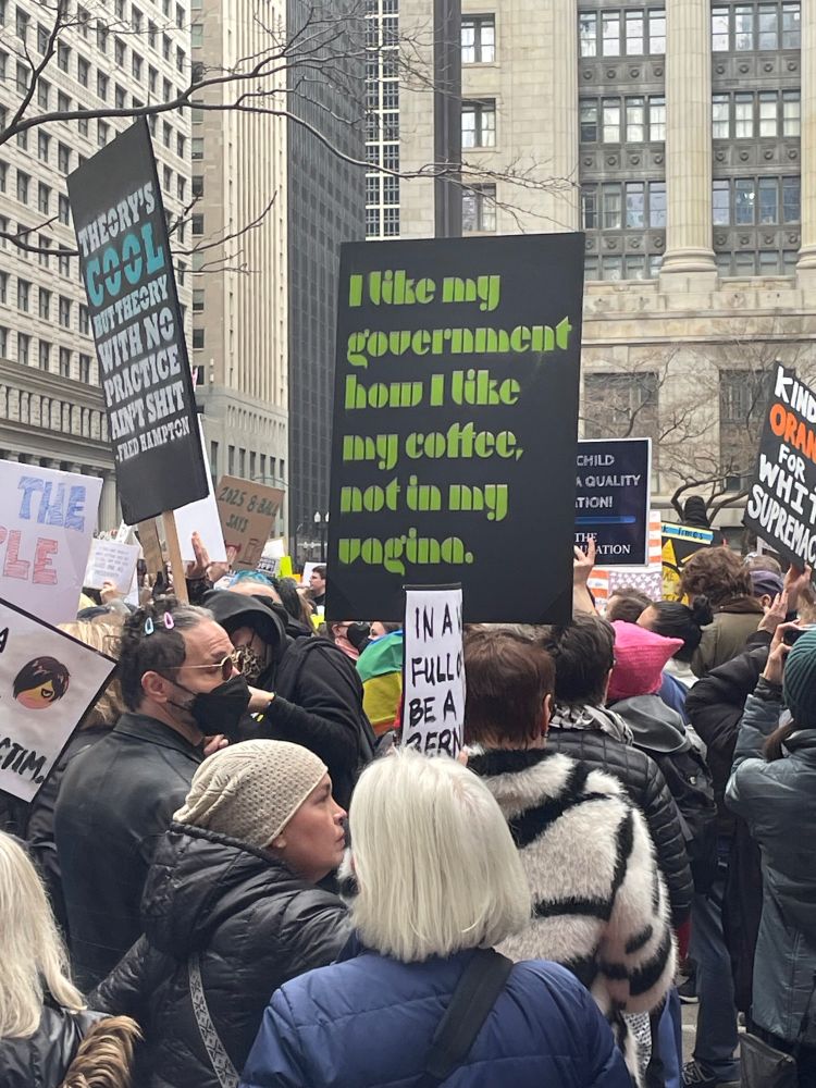 Hands Off rally sign: I like my government how I like my coffee, not in my vagina 