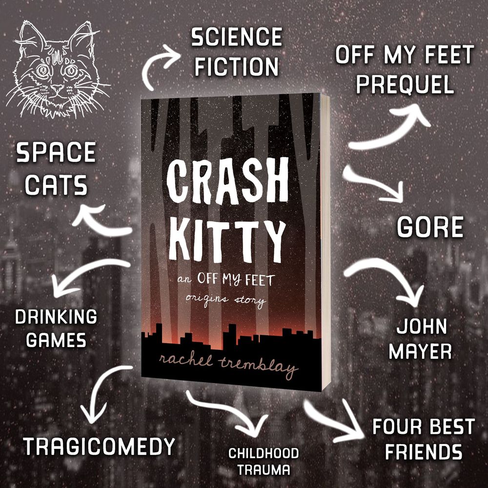 About 30 years before Off My Feet. Four women share an apartment and Friday nights. Wine and creativity keep them well entertained and always on the brink of trouble. One doomful evening, an alien craft lands onto their building and brings mystifyingly charming creatures into their lives. Creatures they would never have suspected were sinister… 
Boy, were they wrong! The tragicomedy that started it all!