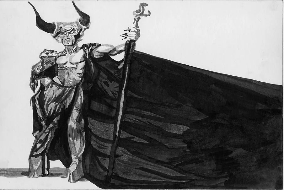 pen and ink drawing of Darkness from Legend
