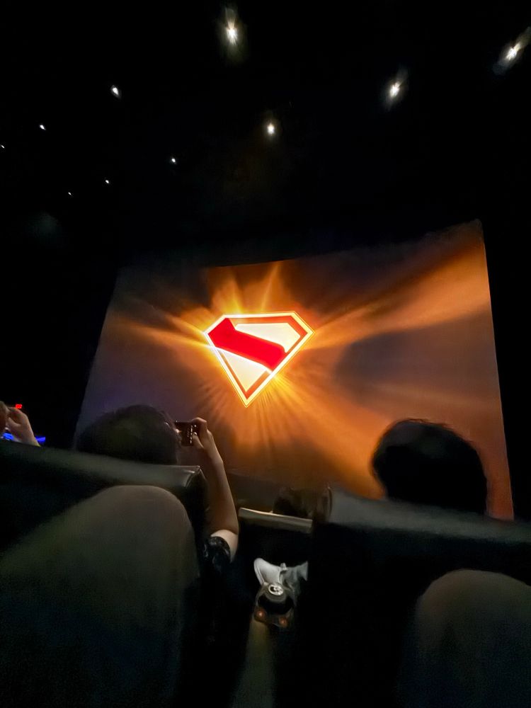 Superman logo from the Superman 2025 credits on an IMAX screen