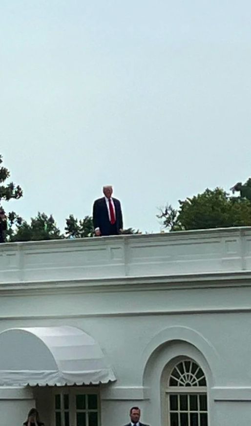 Donald Trump on roof of the White House