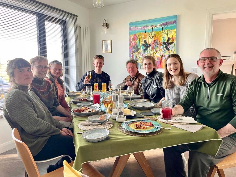 The In The Same Boat Westray last supper hosted by Liz and myself to thank the crew and organiser John for all their fabulous work these last four days, Westray, Orkney Isles, 22 April 2024