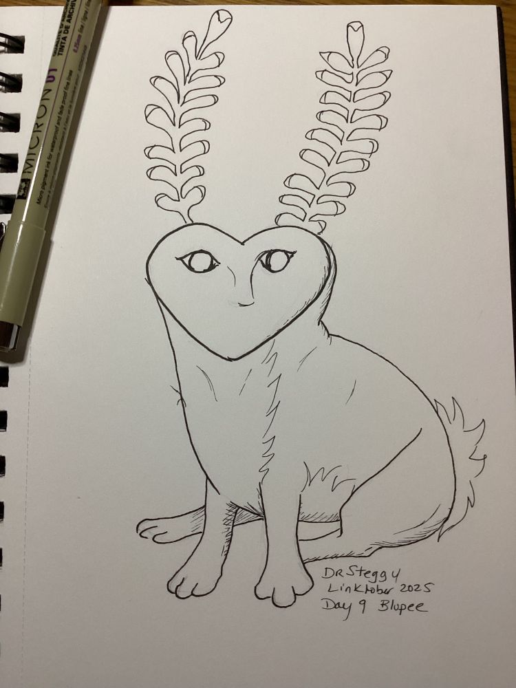 A pen drawing of a magical, rabbit like creature called a Blupee