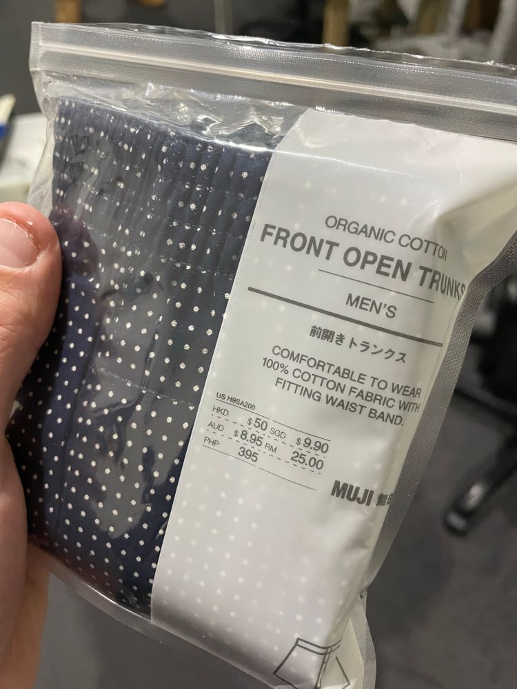 A packet of Muji underwear